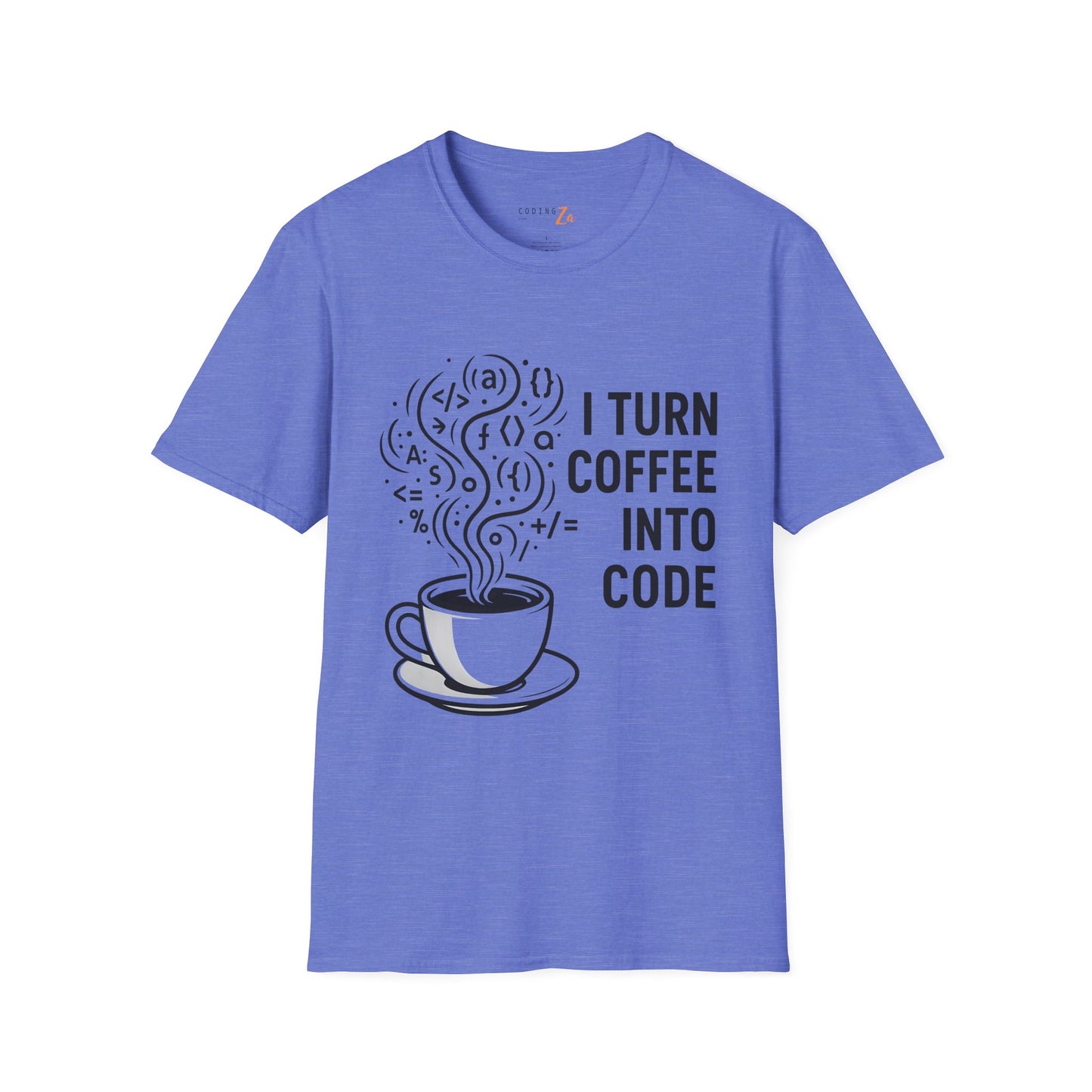 I Turn Coffee Into Code Unisex T-Shirt (Dark text)