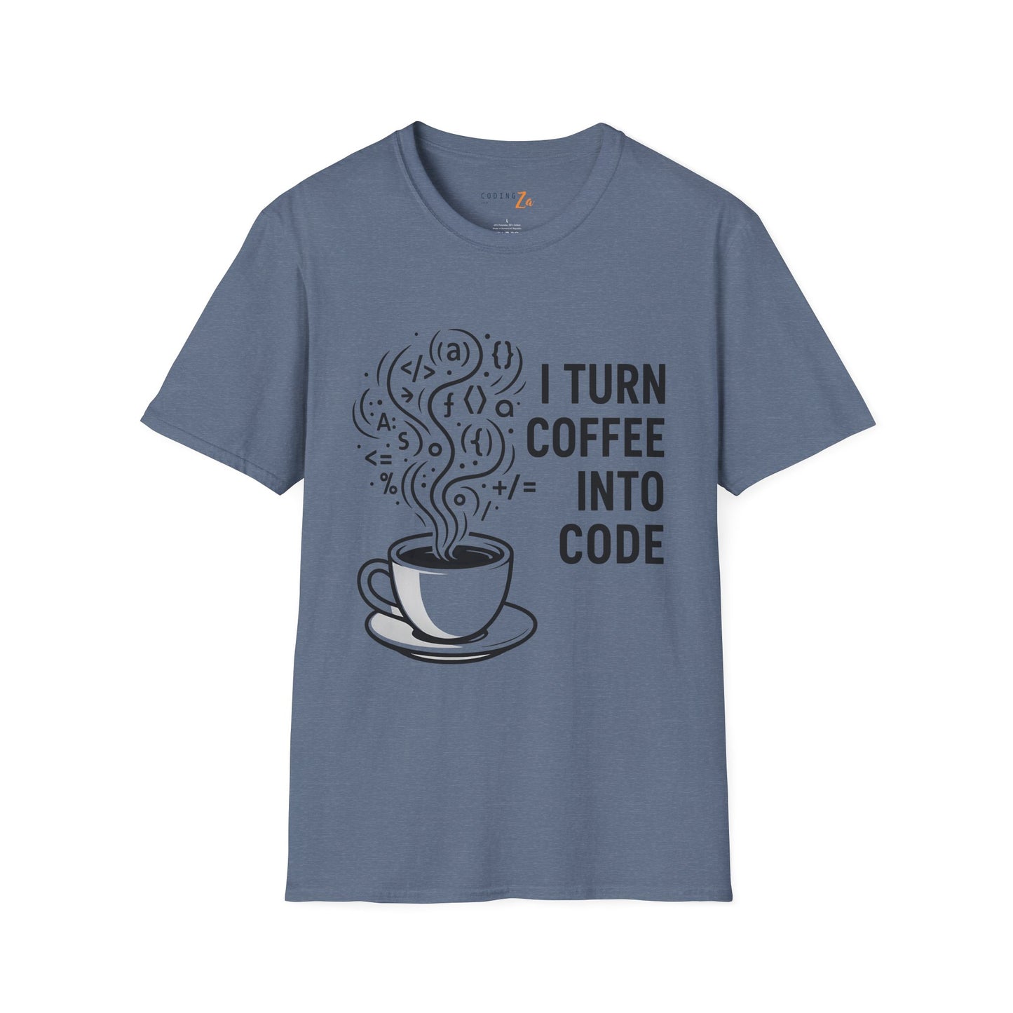 I Turn Coffee Into Code Unisex T-Shirt (Dark text)